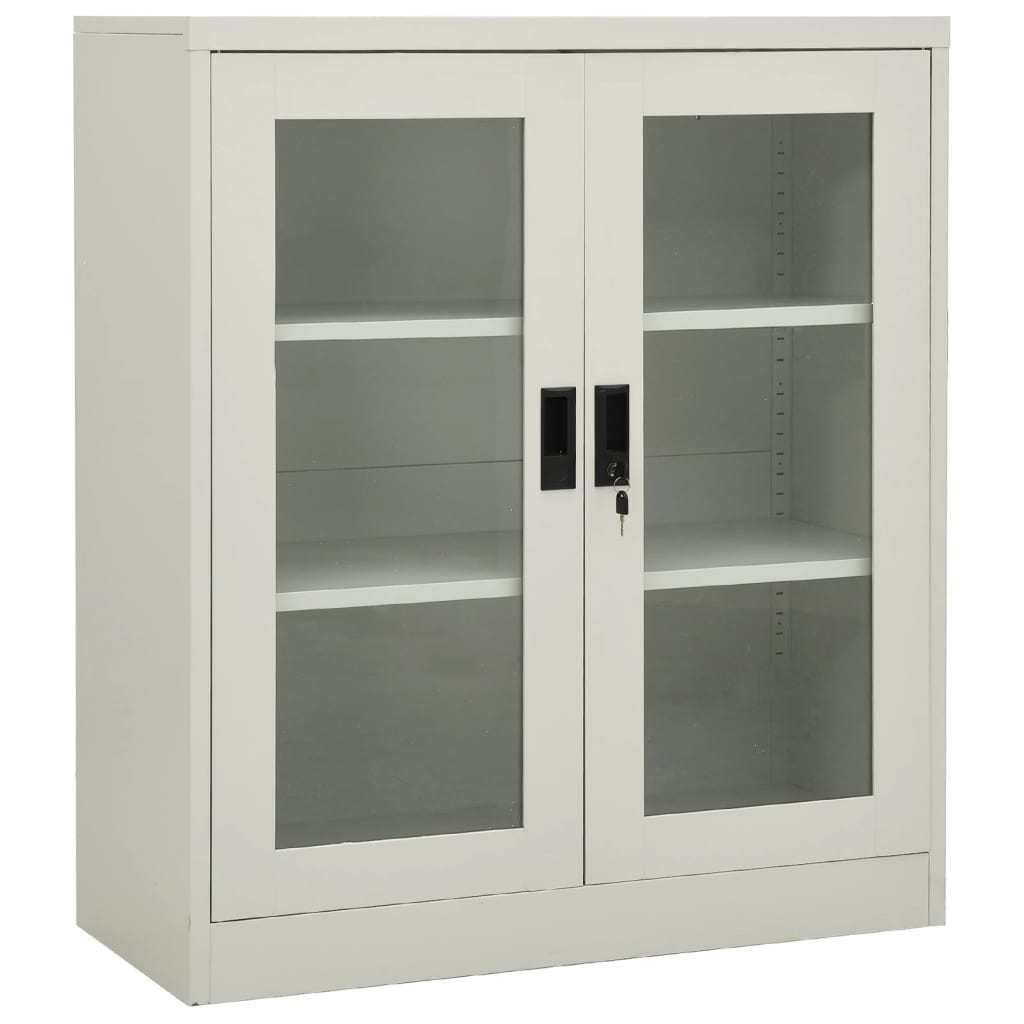 Kontorskap 90x40x105 cm stål lysegrå