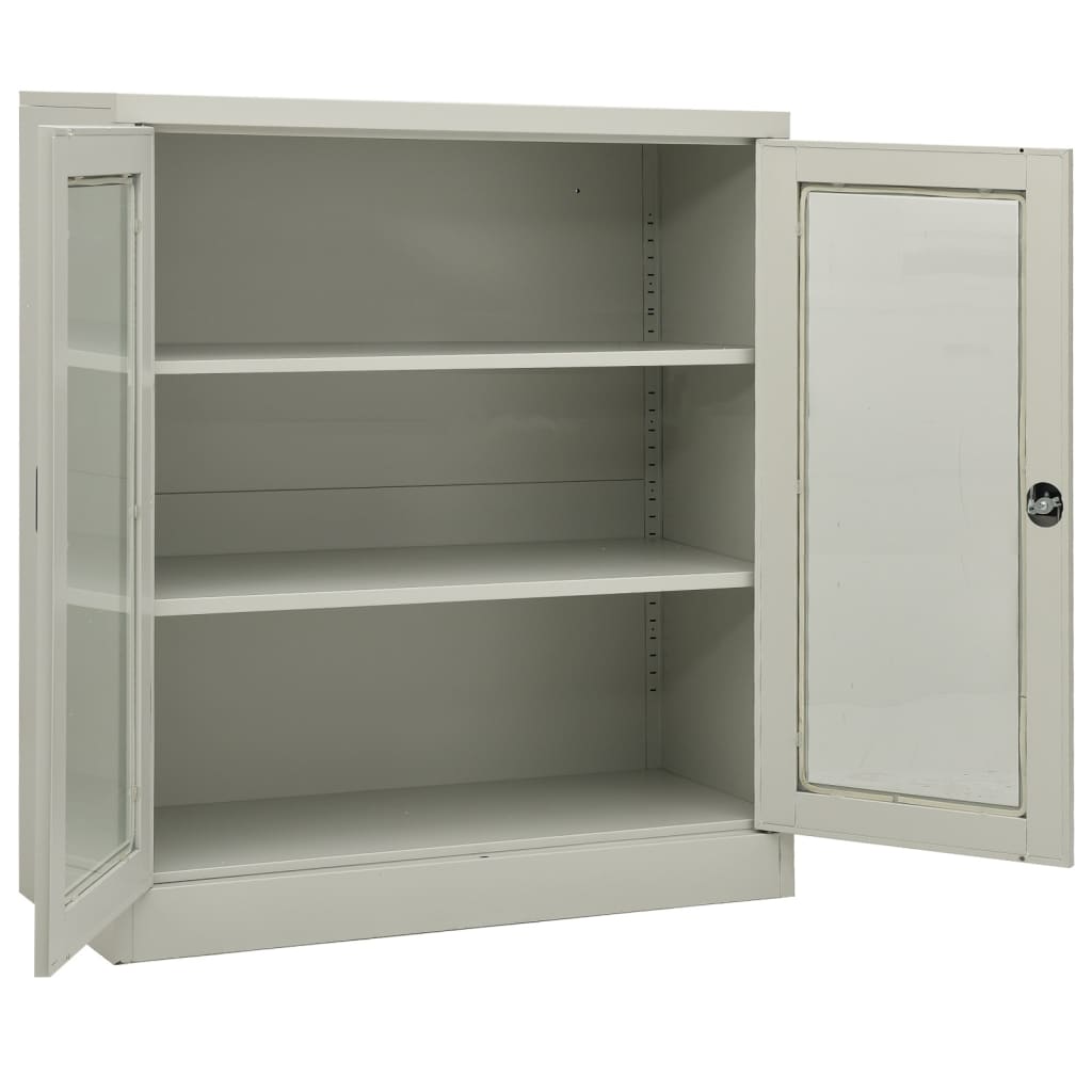 Kontorskap 90x40x105 cm stål lysegrå