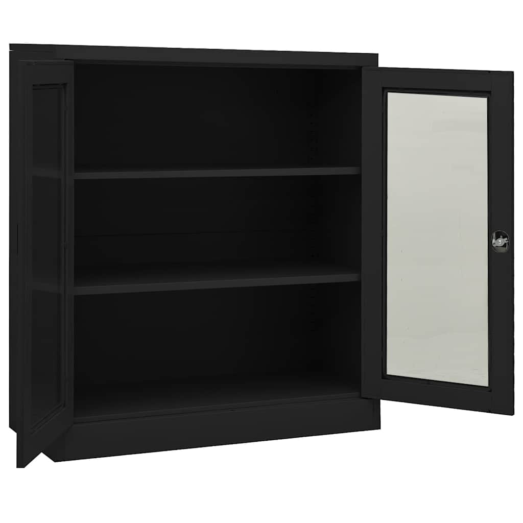 Kontorskap antrasitt 90x40x105 cm stål