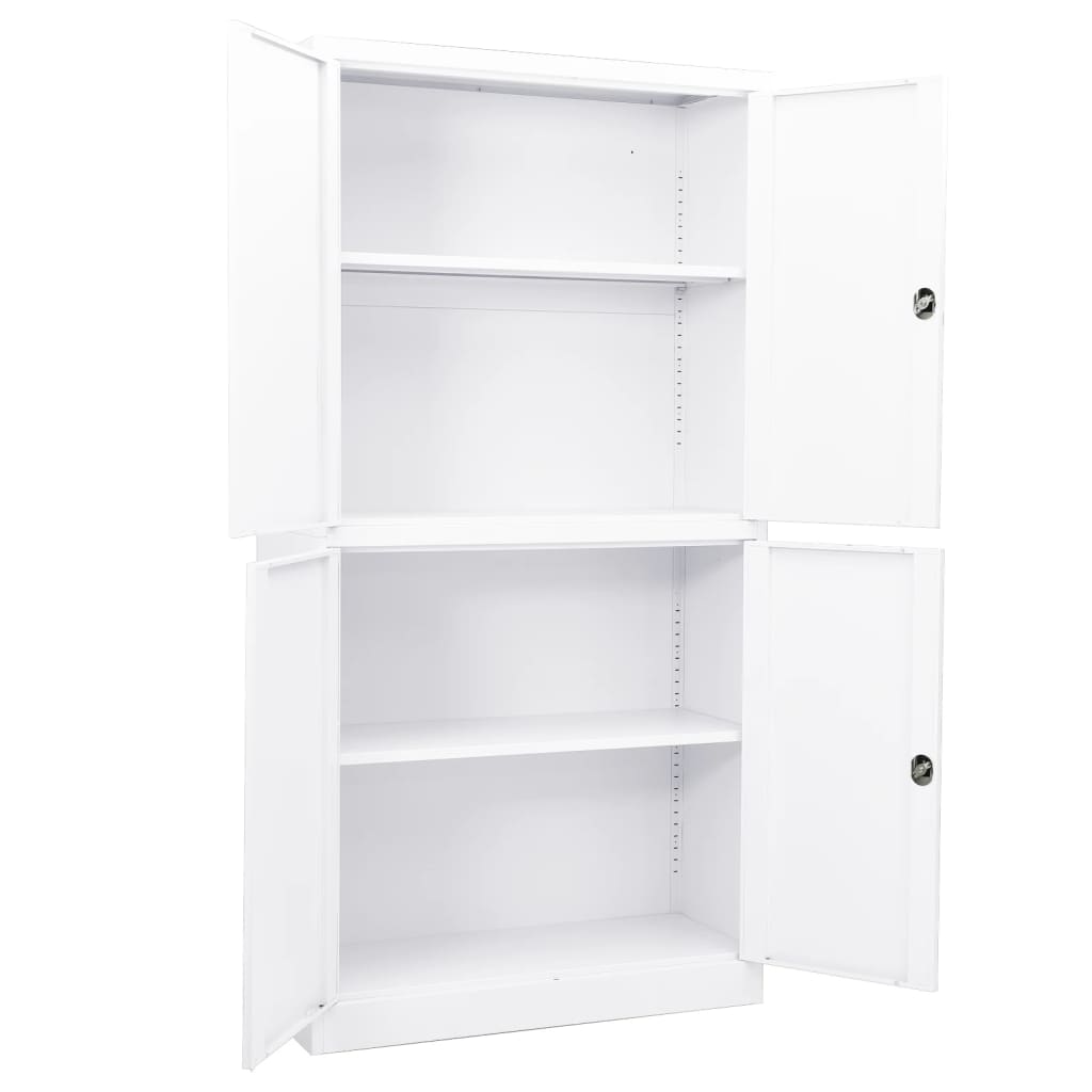 Kontorskap hvit 90x40x180 cm stål