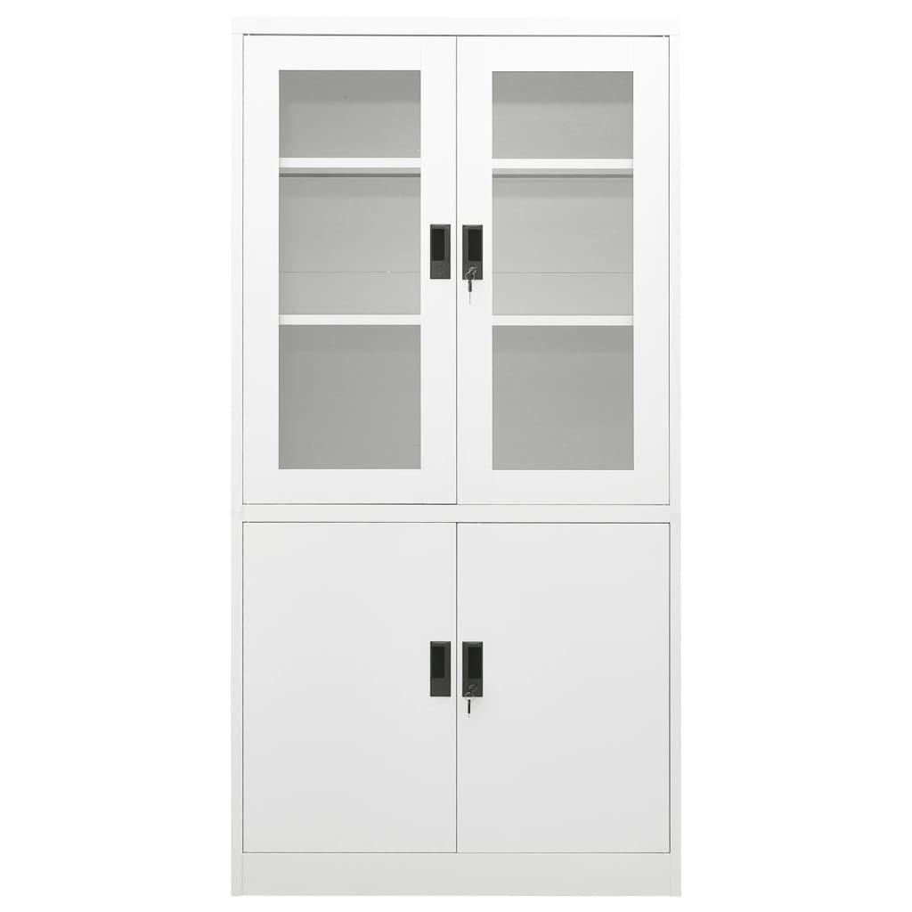 Kontorskap hvit 90x40x180 cm stål