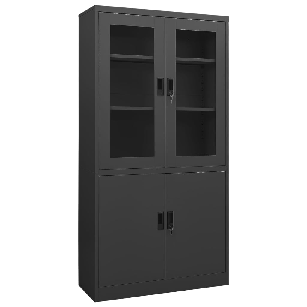 Kontorskap antrasitt 90x40x180 cm stål