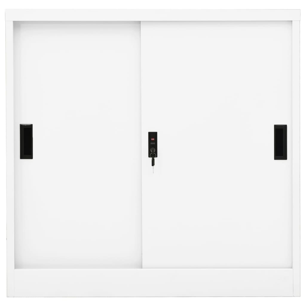 Kontorskap med skyvedør 90x40x90 cm stål hvit vidaXL