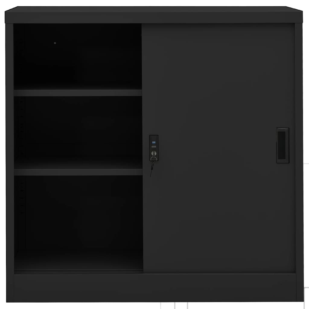 Kontorskap med skyvedør 90x40x90 cm stål antrasitt
