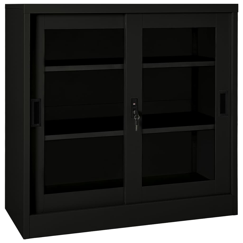 Skap med skyvedør 90x40x90 cm stål svart