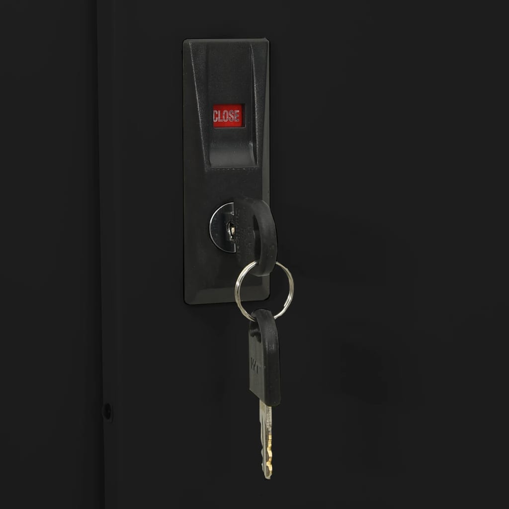 Kontorskap med skyvedør 90x40x180 cm stål svart