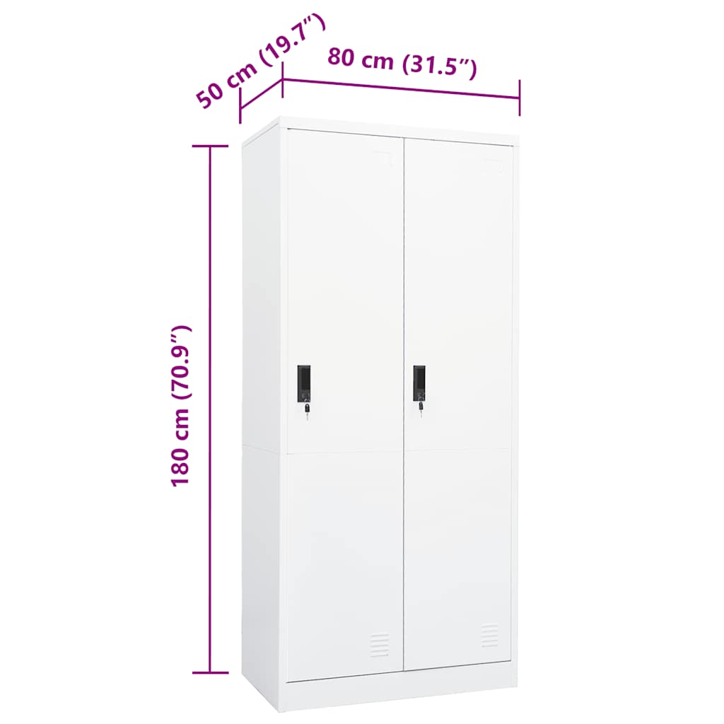 Garderobe hvit 80x50x180 cm stål vidaXL