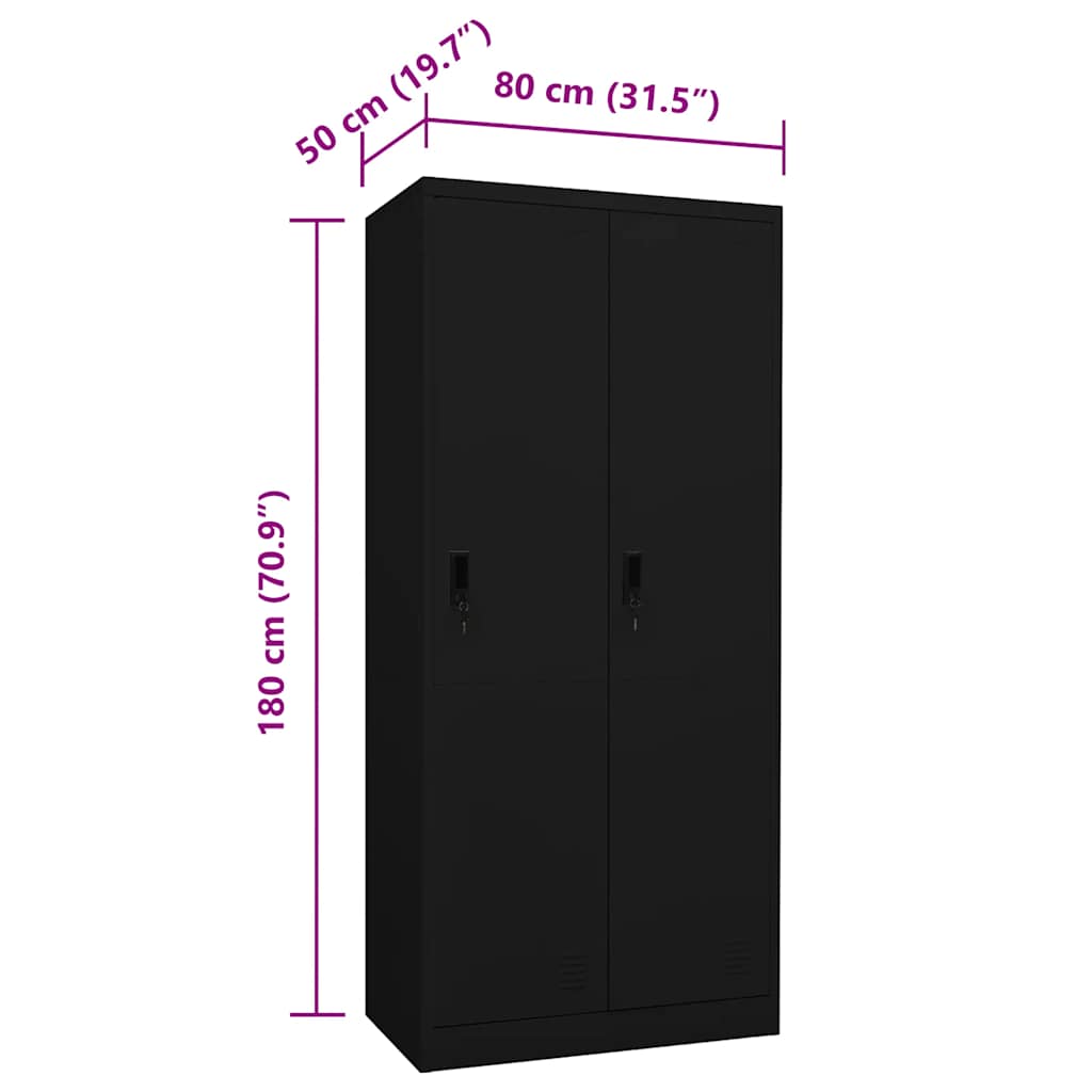 Garderobe svart 80x50x180 cm stål