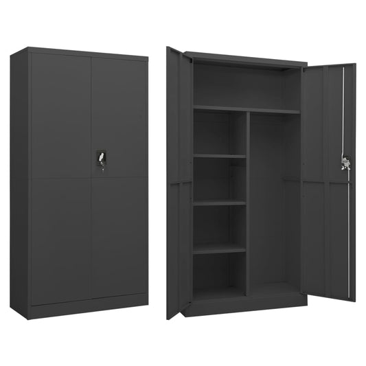 Oppbevaringsskap antrasitt 90x40x180 cm stål