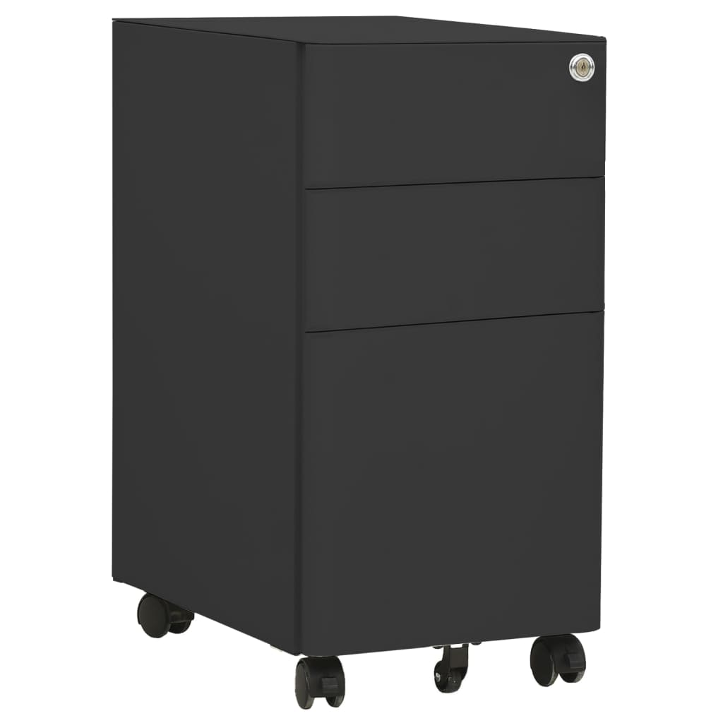 Mobilt arkivskap antrasitt 30x45x59 cm stål