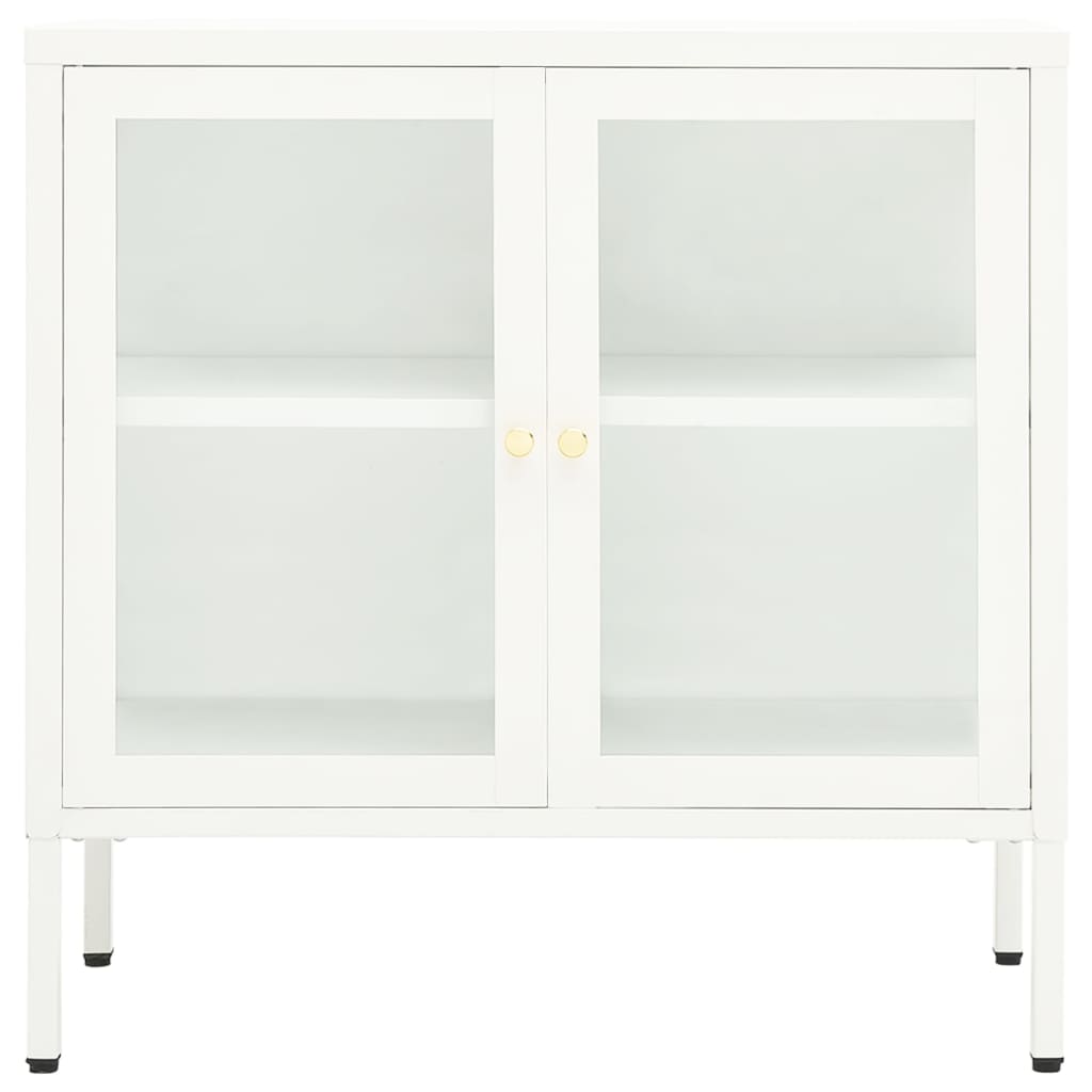 Skjenk hvit 70x35x70 cm stål og glass