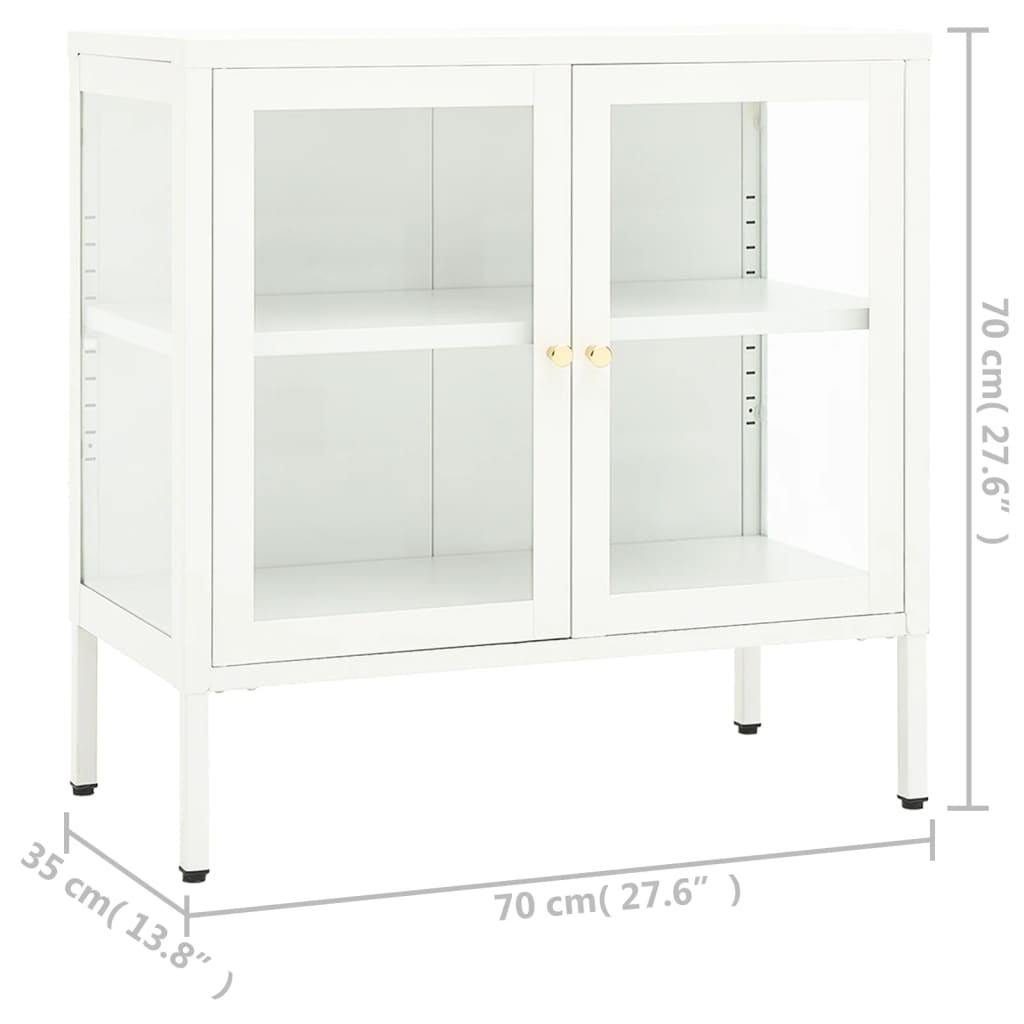 Skjenk hvit 70x35x70 cm stål og glass