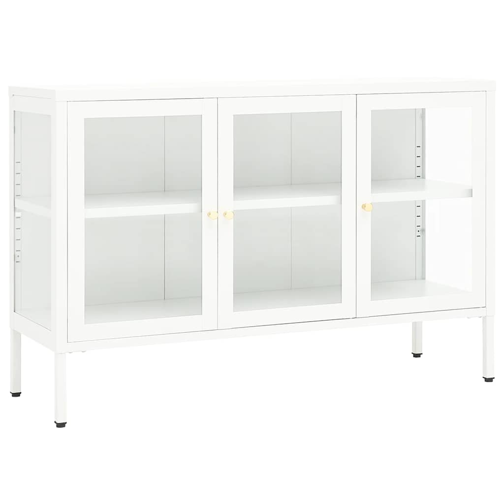 Skjenk hvit 105x35x70 cm stål og glass
