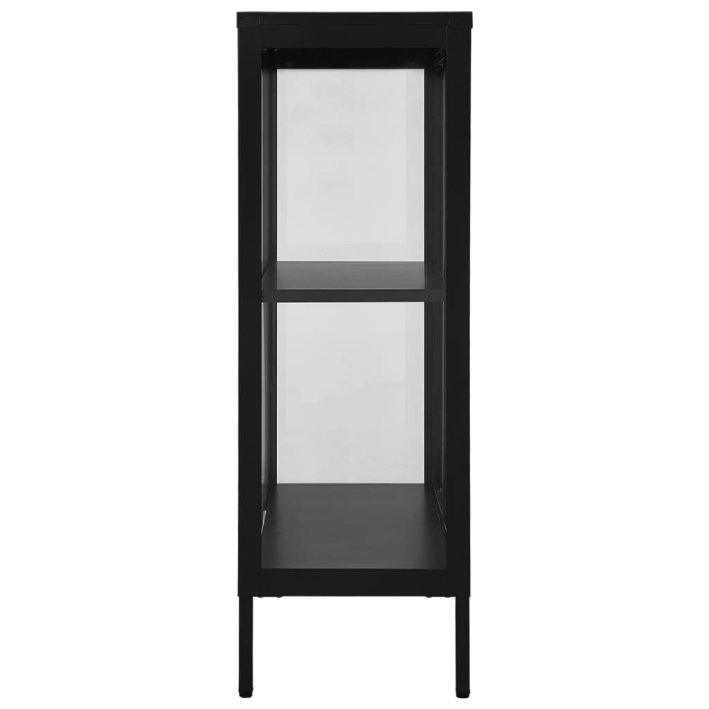 Skjenk svart 75x35x105 cm stål og glass