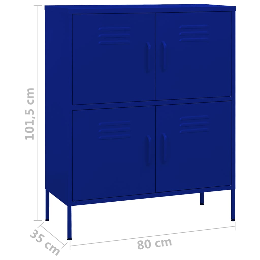 Oppbevaringsskap marineblå 80x35x101,5 cm stål vidaXL