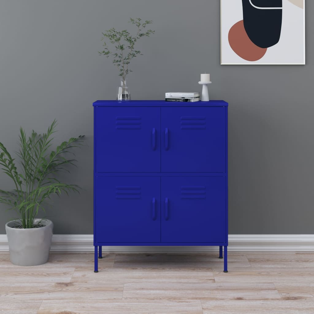 Oppbevaringsskap marineblå 80x35x101,5 cm stål vidaXL