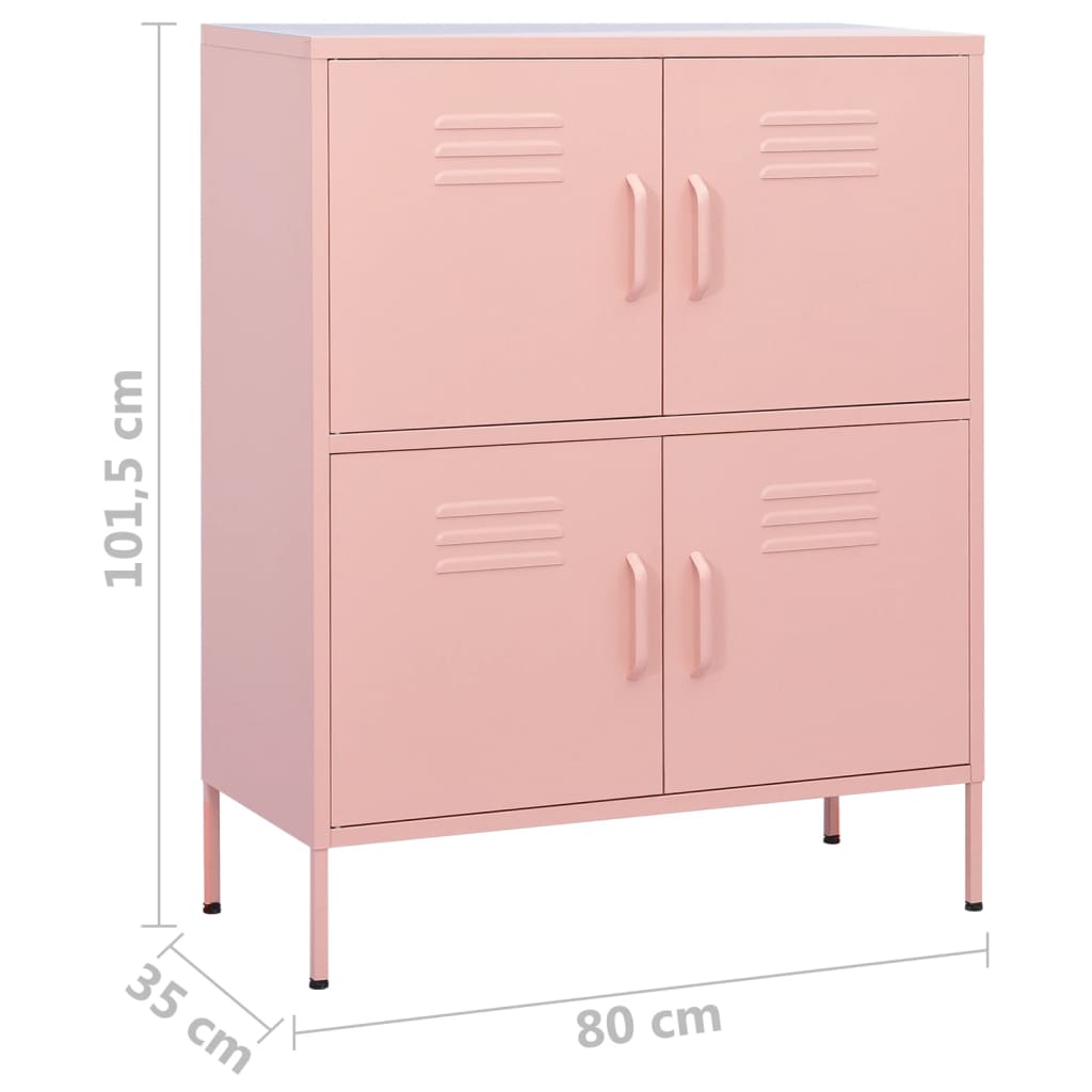 Oppbevaringsskap rosa 80x35x101,5 cm stål