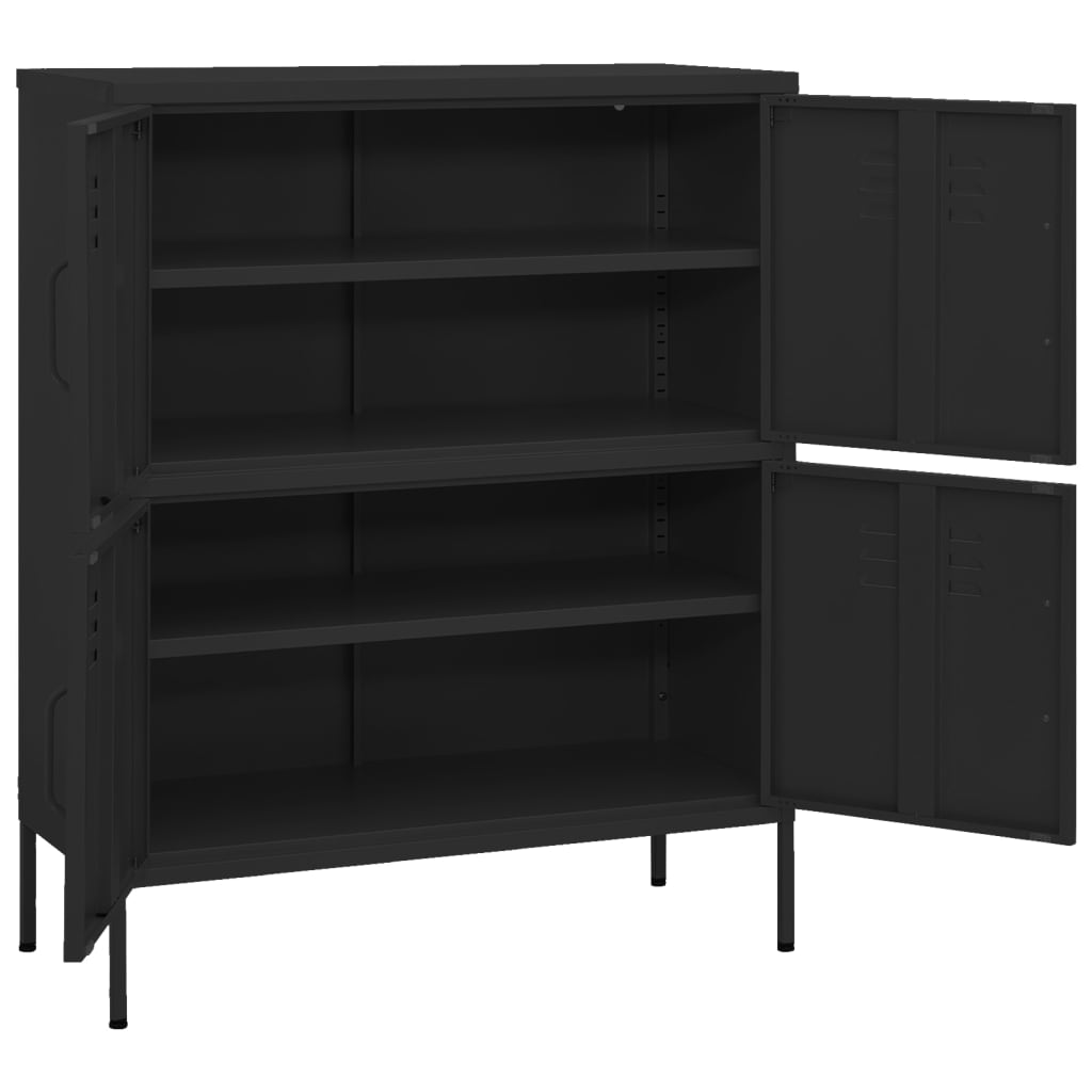 Oppbevaringsskap svart 80x35x101,5 cm stål