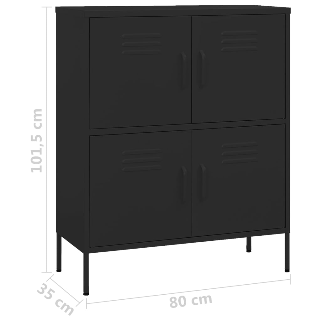 Oppbevaringsskap svart 80x35x101,5 cm stål