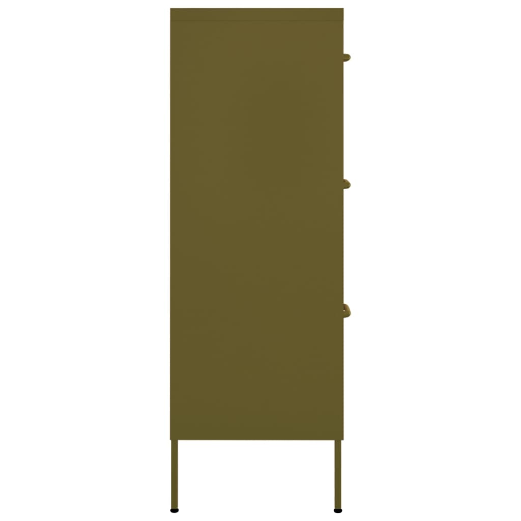Kommode olivengrønn 80x35x101,5 cm stål