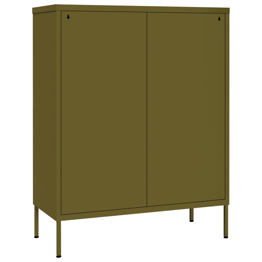 Kommode olivengrønn 80x35x101,5 cm stål