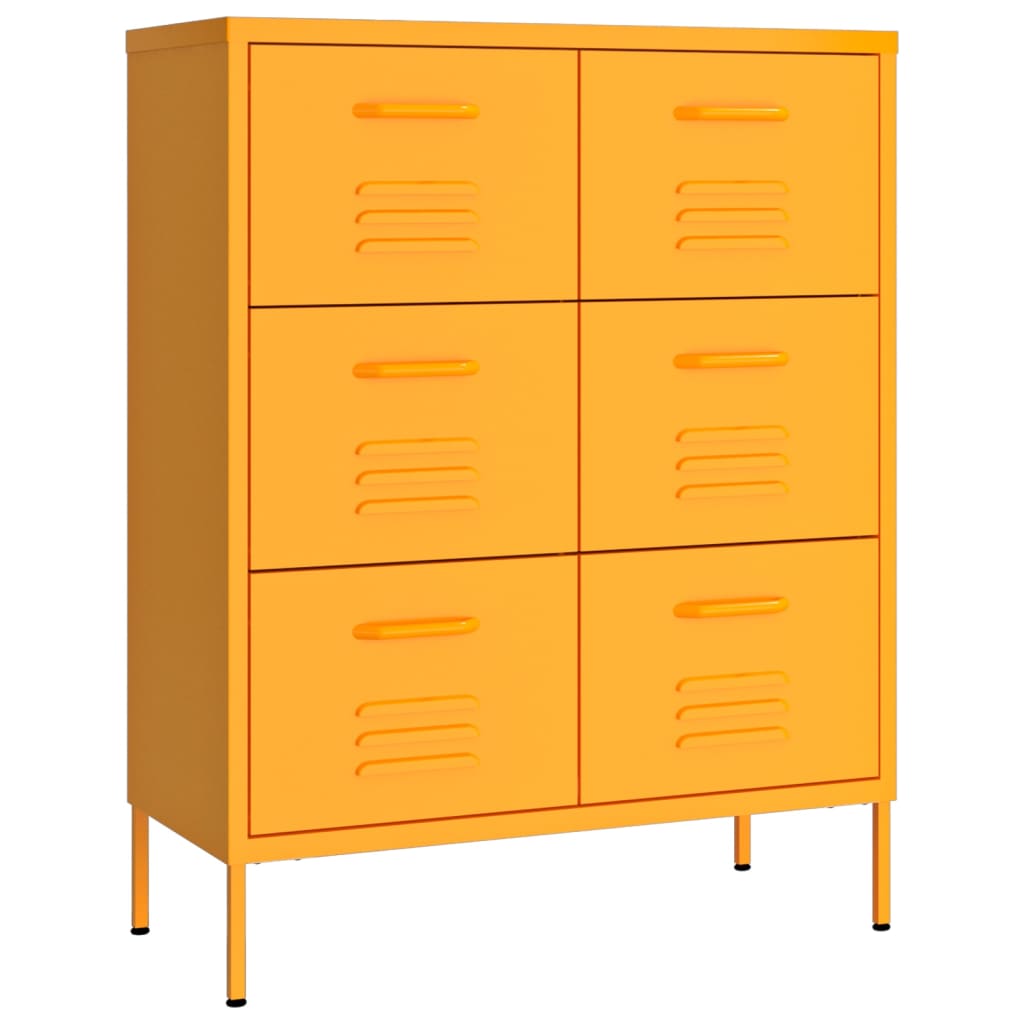 Kommode sennepsgul 80x35x101,5 cm stål