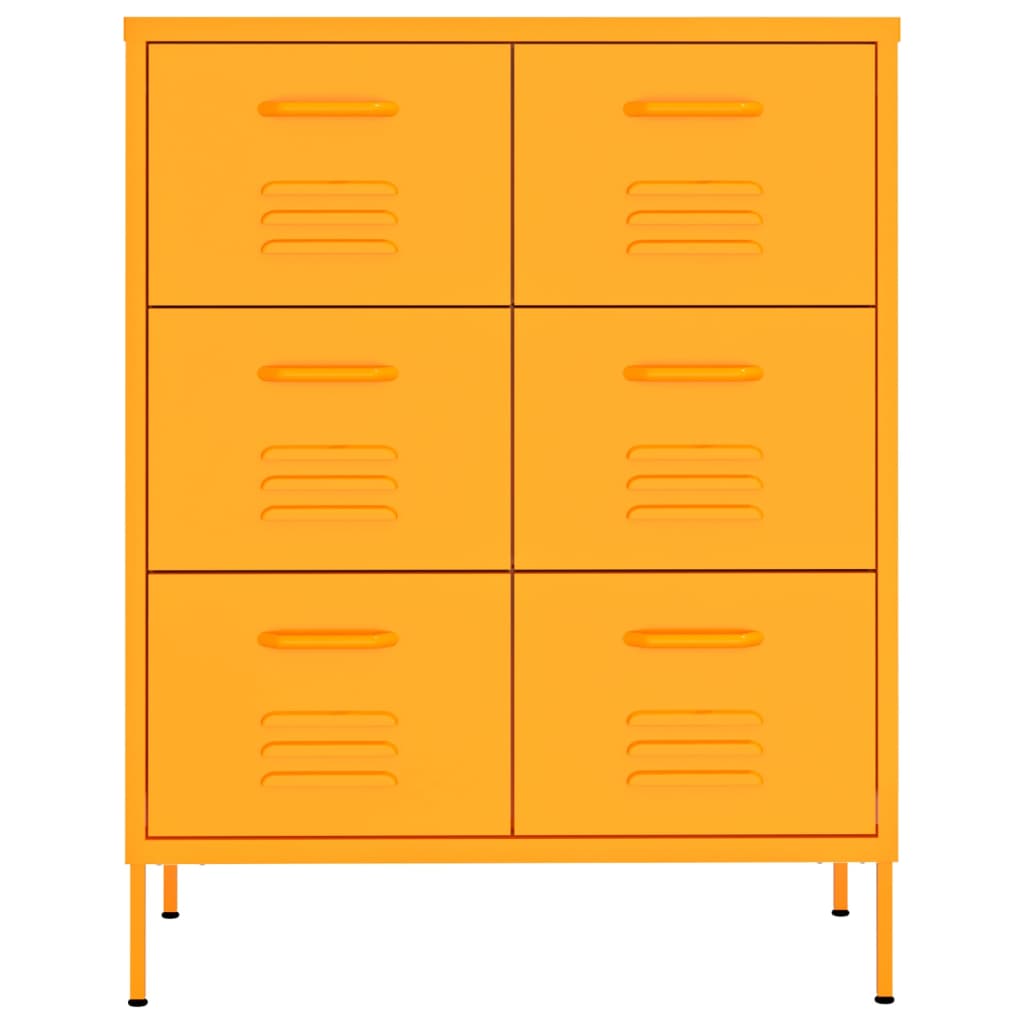 Kommode sennepsgul 80x35x101,5 cm stål