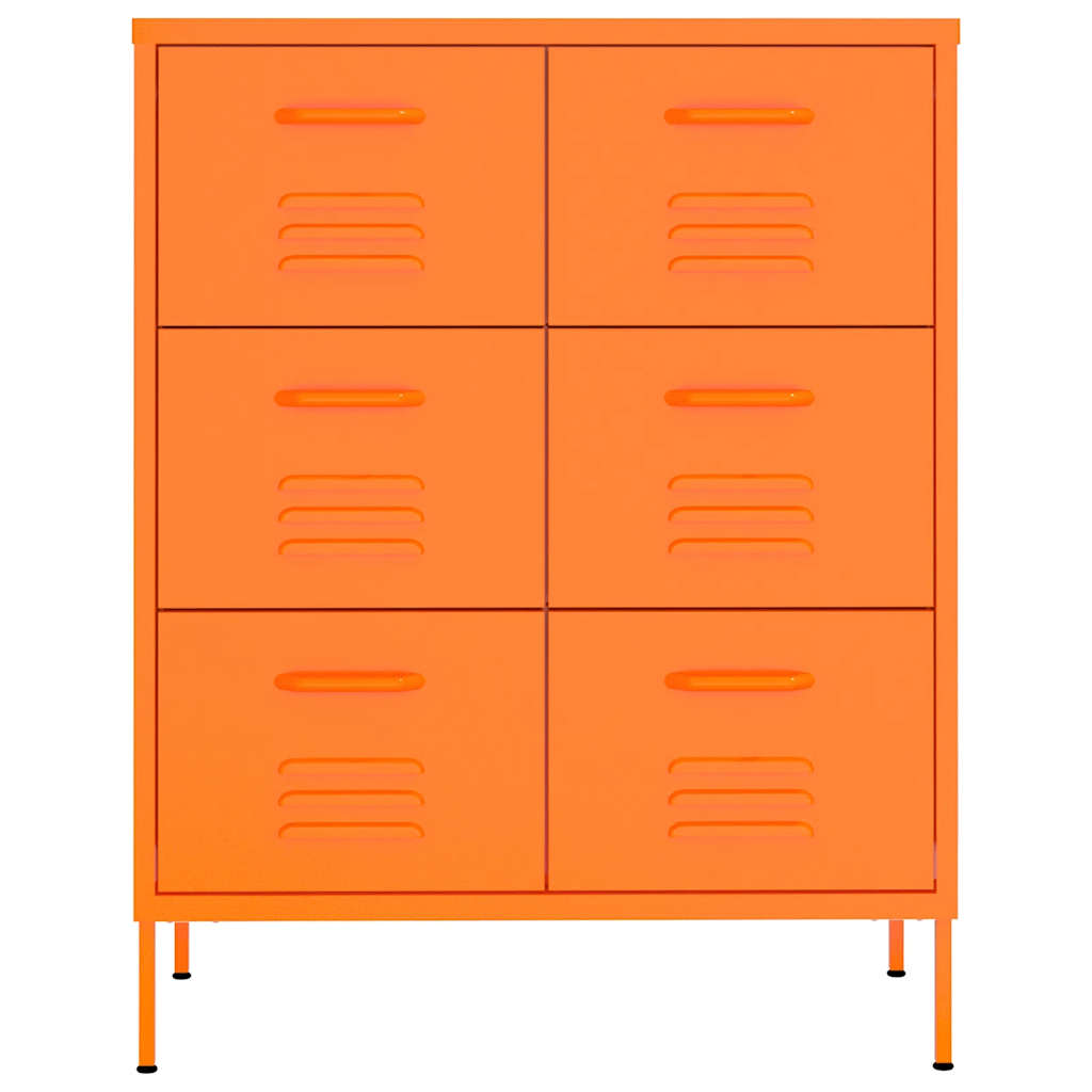 Kommode oransje 80x35x101,5 cm stål