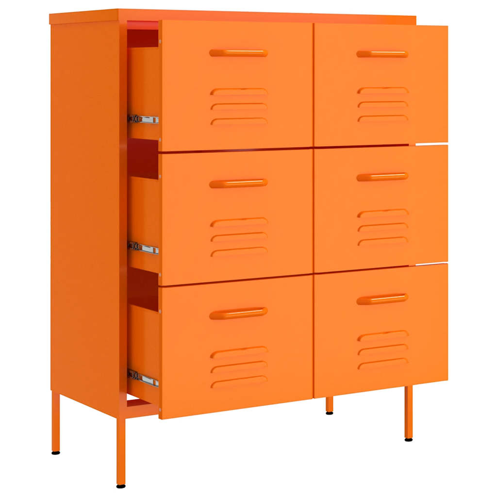 Kommode oransje 80x35x101,5 cm stål