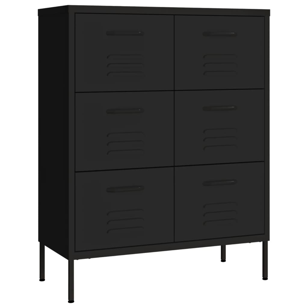 Kommode svart 80x35x101,5 cm stål vidaXL