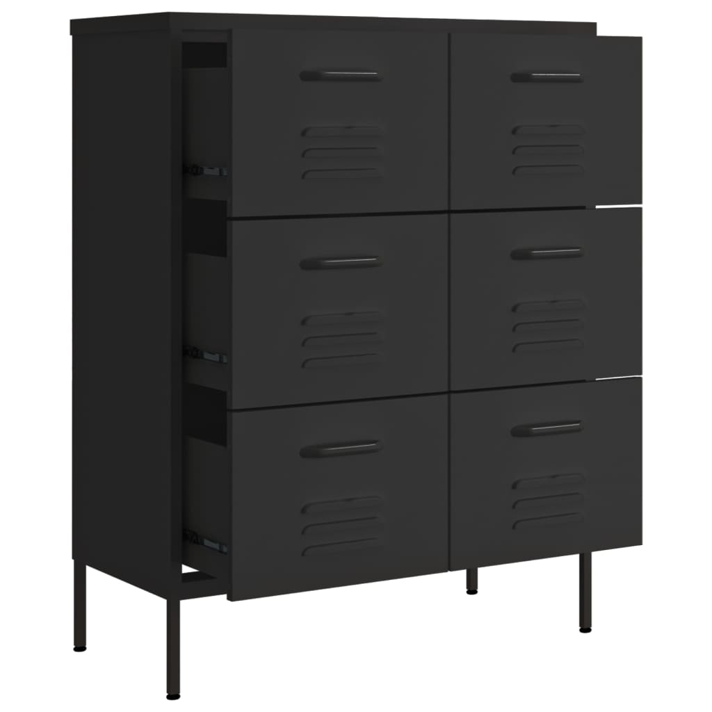 Kommode svart 80x35x101,5 cm stål vidaXL