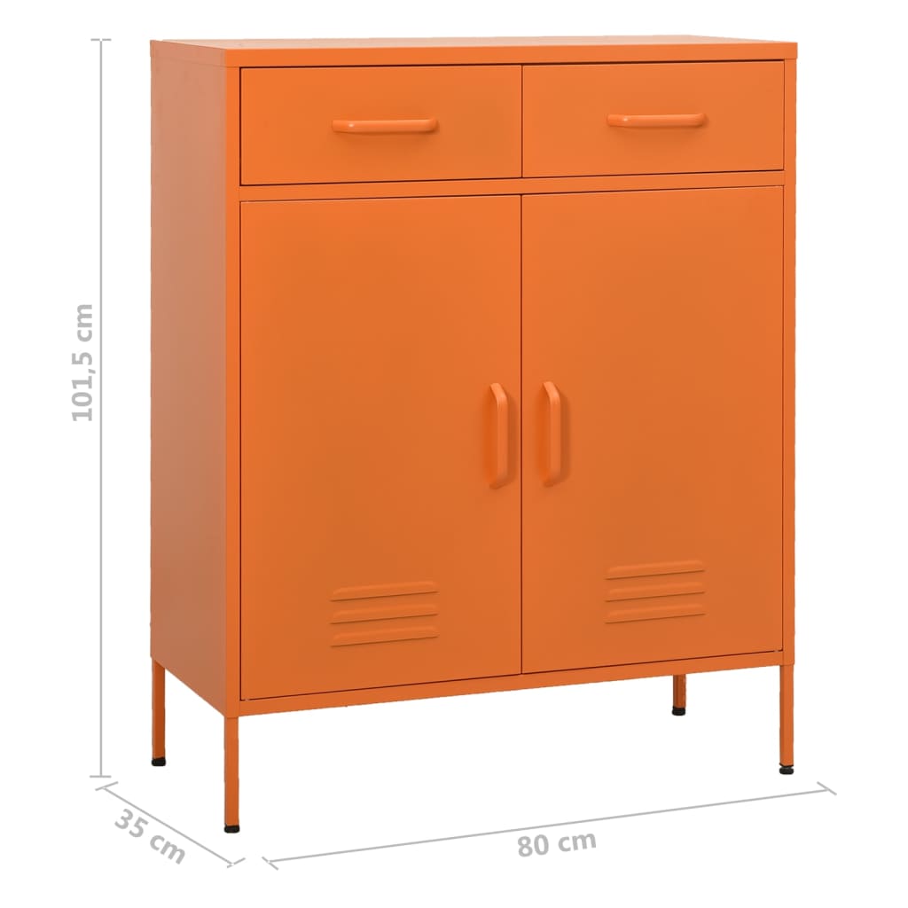 Oppbevaringsskap oransje 80x35x101,5 cm stål vidaXL