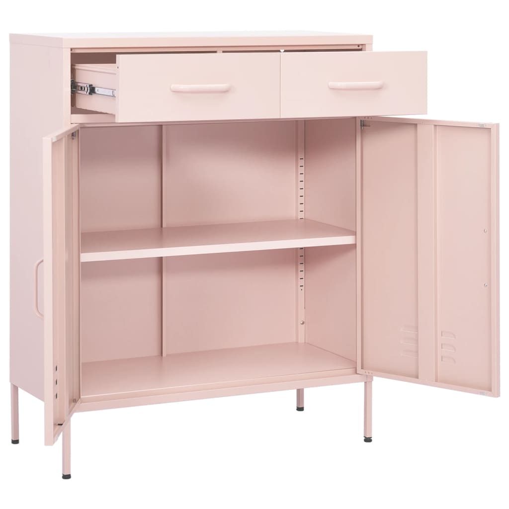 Oppbevaringsskap rosa 80x35x101,5 cm stål vidaXL