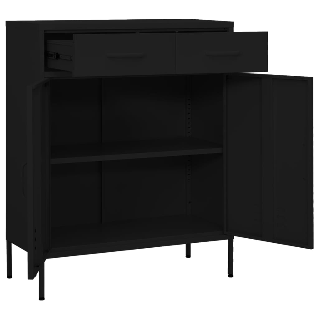 Oppbevaringsskap svart 80x35x101,5 cm stål