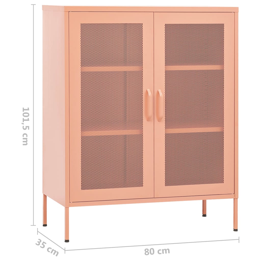 Oppbevaringsskap rosa 80x35x101,5 cm stål