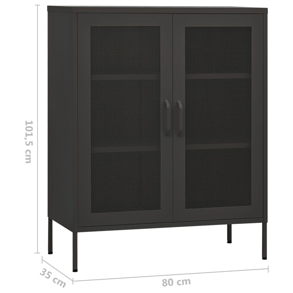 Oppbevaringsskap antrasitt 80x35x101,5 cm stål vidaXL