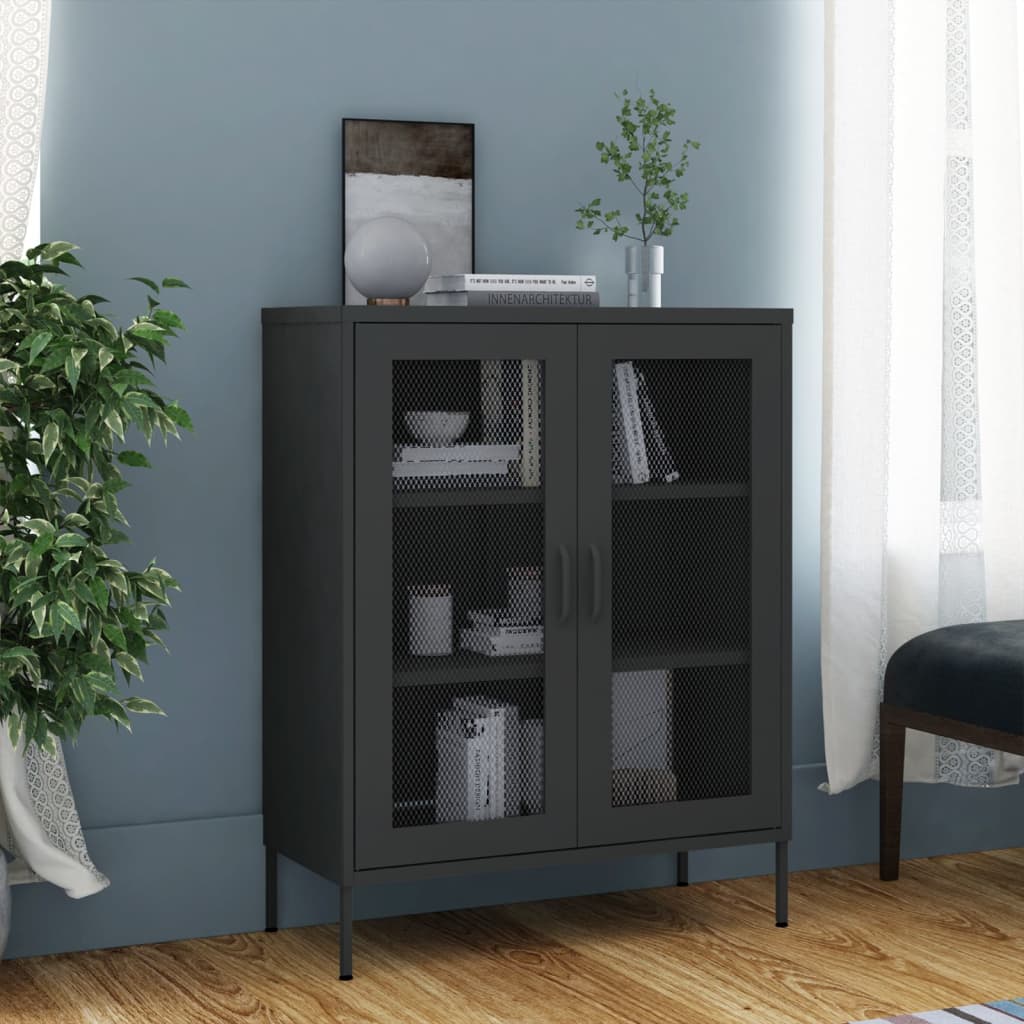 Oppbevaringsskap antrasitt 80x35x101,5 cm stål vidaXL