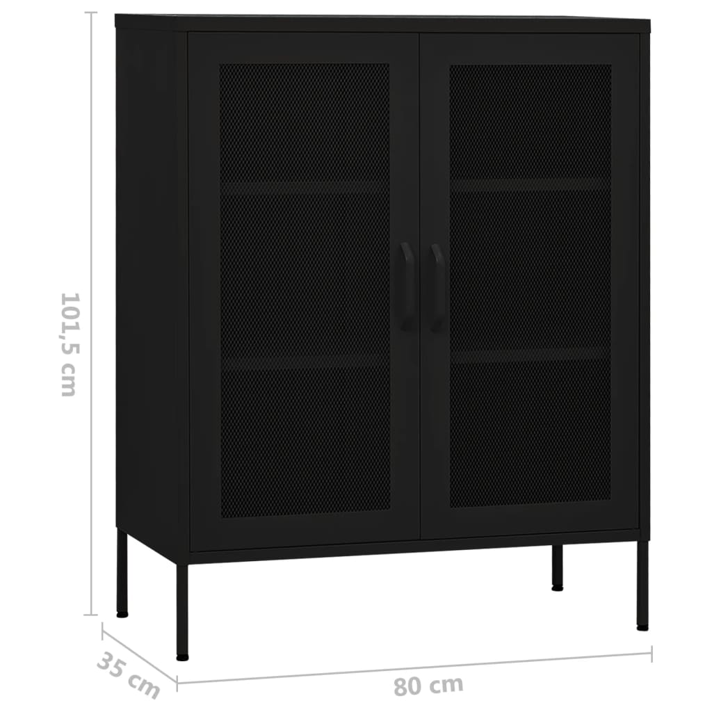 Oppbevaringsskap svart 80x35x101,5 cm stål vidaXL