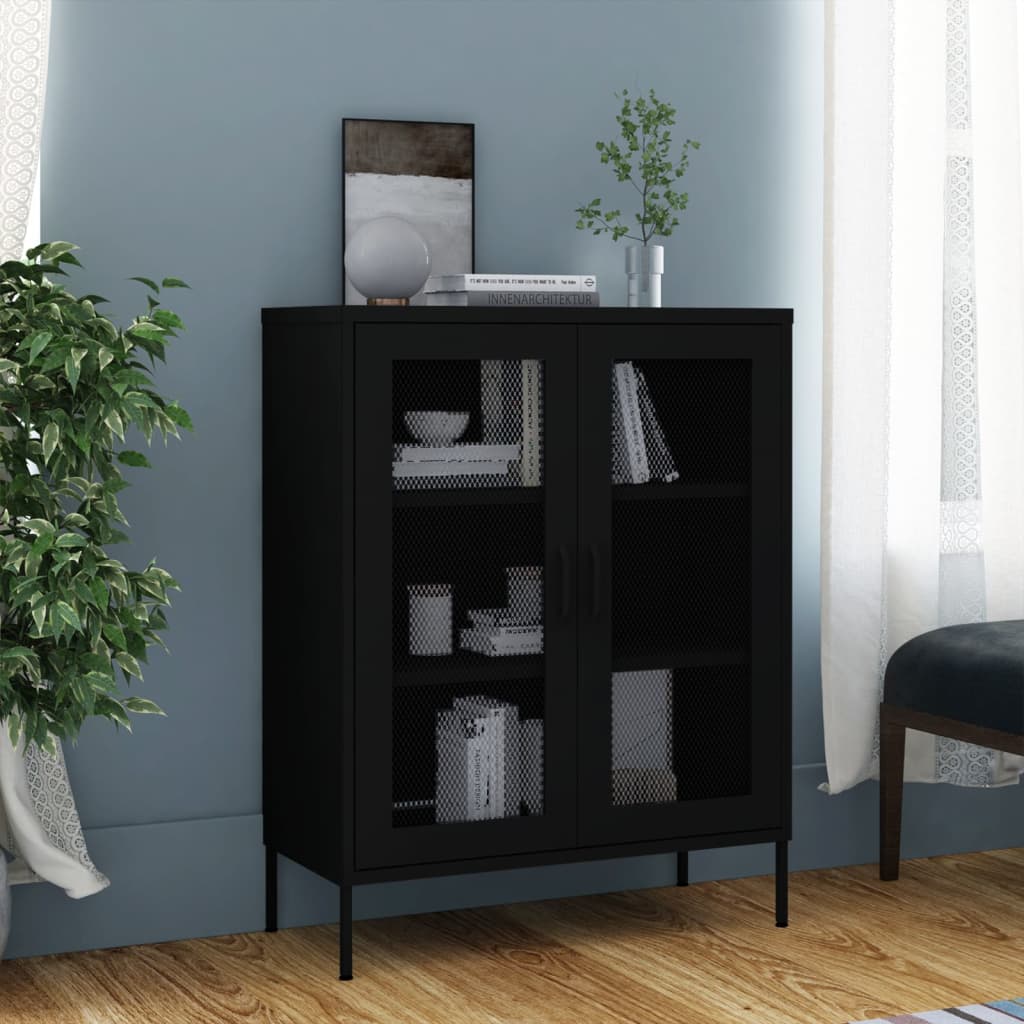 Oppbevaringsskap svart 80x35x101,5 cm stål vidaXL