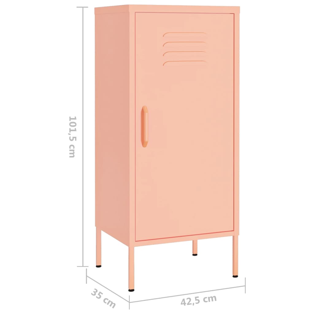 Oppbevaringsskap rosa 42,5x35x101,5 cm stål vidaXL