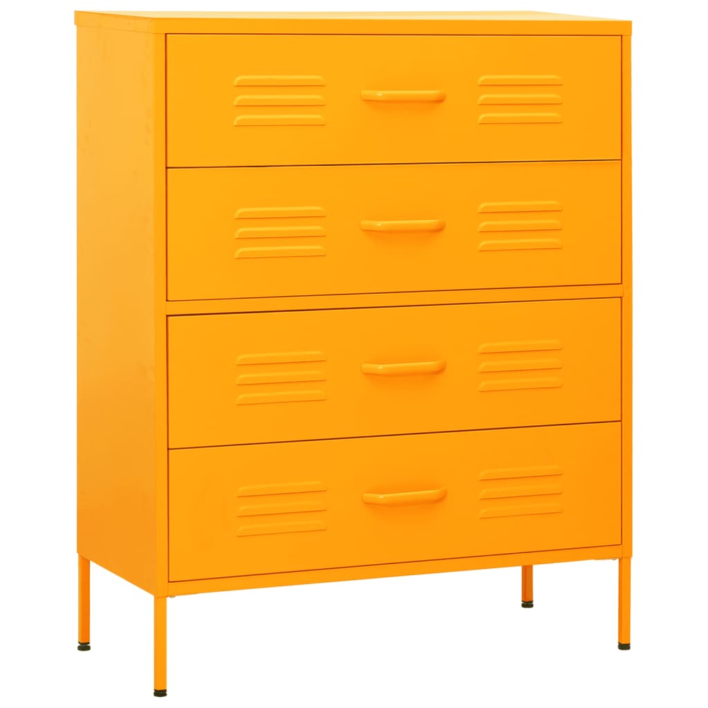 Kommode sennepsgul 80x35x101,5 cm stål vidaXL