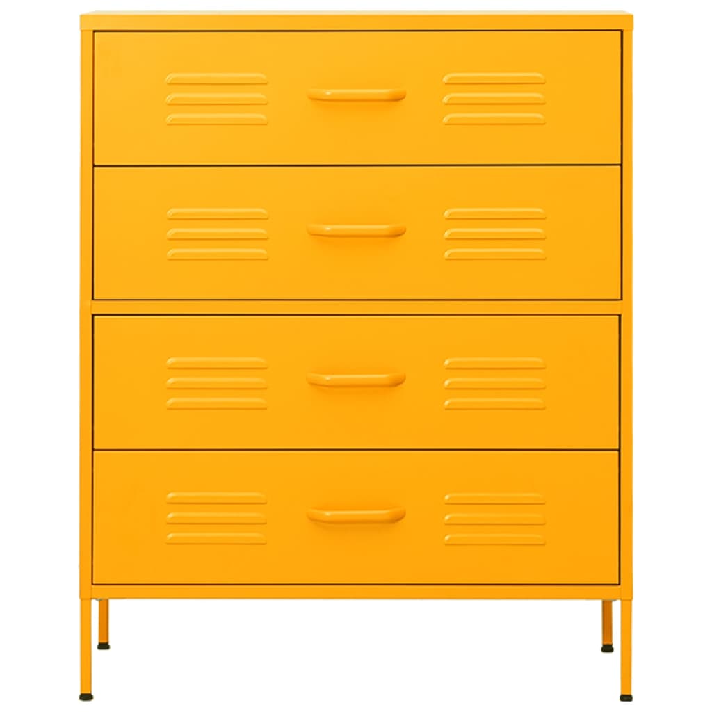Kommode sennepsgul 80x35x101,5 cm stål vidaXL