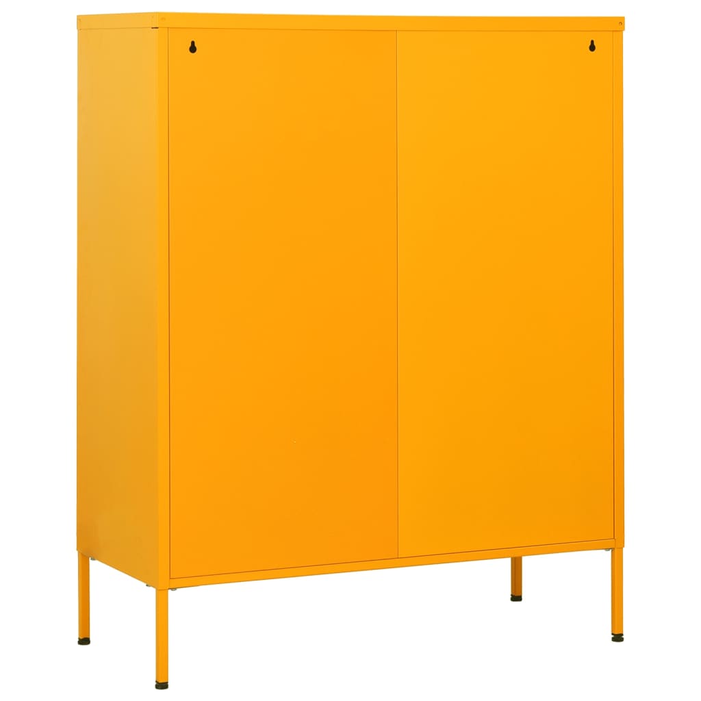 Kommode sennepsgul 80x35x101,5 cm stål vidaXL