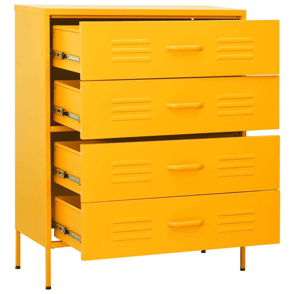Kommode sennepsgul 80x35x101,5 cm stål vidaXL