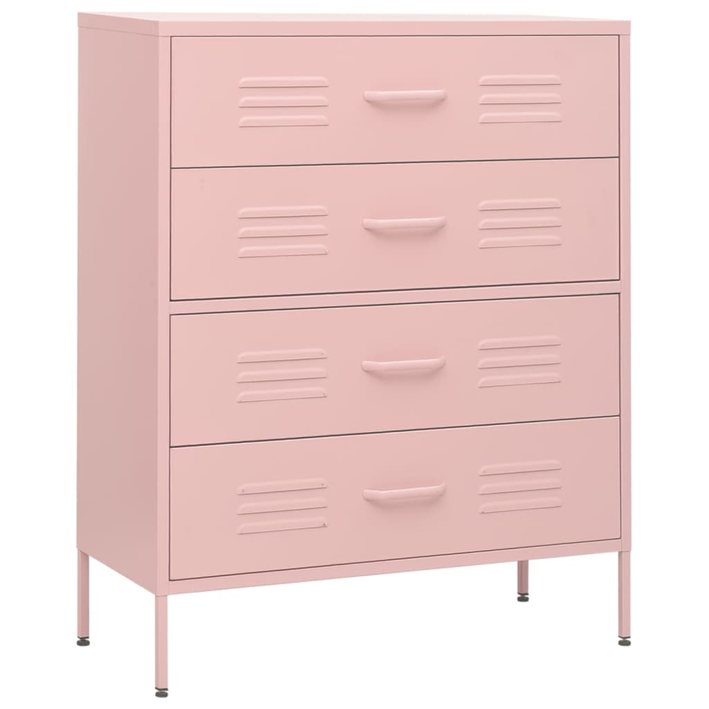 Kommode rosa 80x35x101,5 cm stål vidaXL