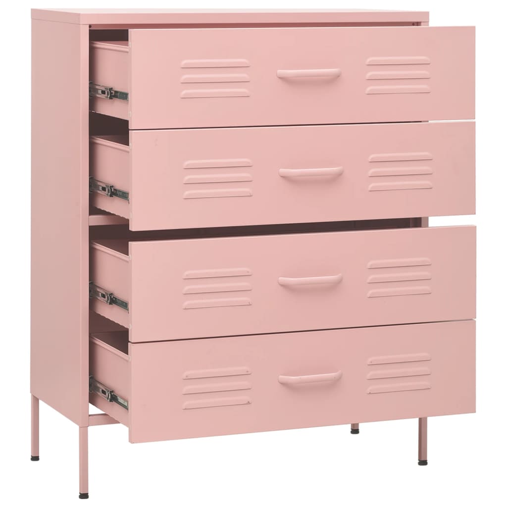 Kommode rosa 80x35x101,5 cm stål vidaXL