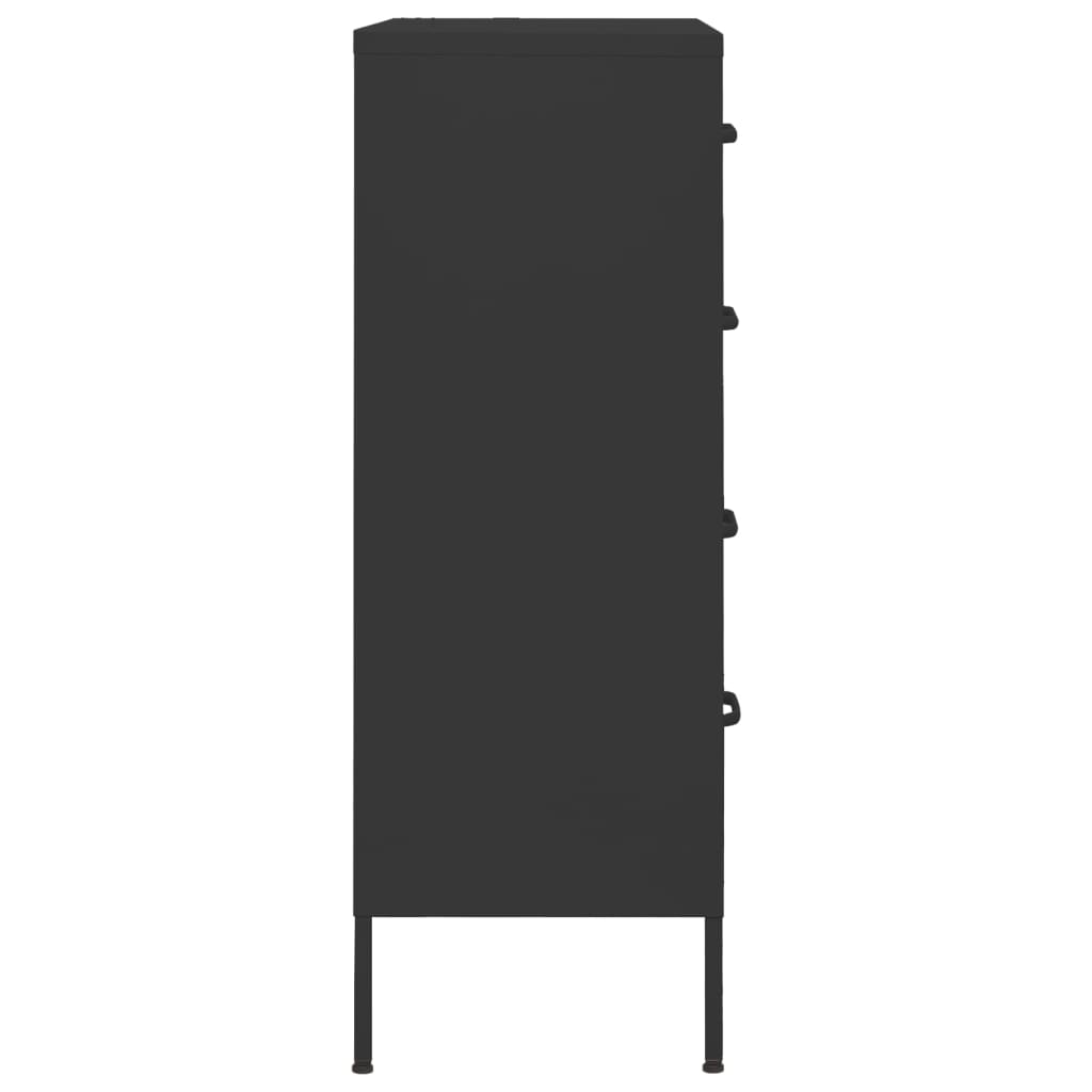 Kommode svart 80x35x101,5 cm stål
