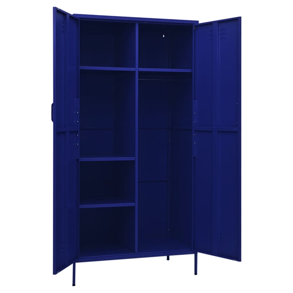 Garderobe marineblå 90x50x180 cm stål