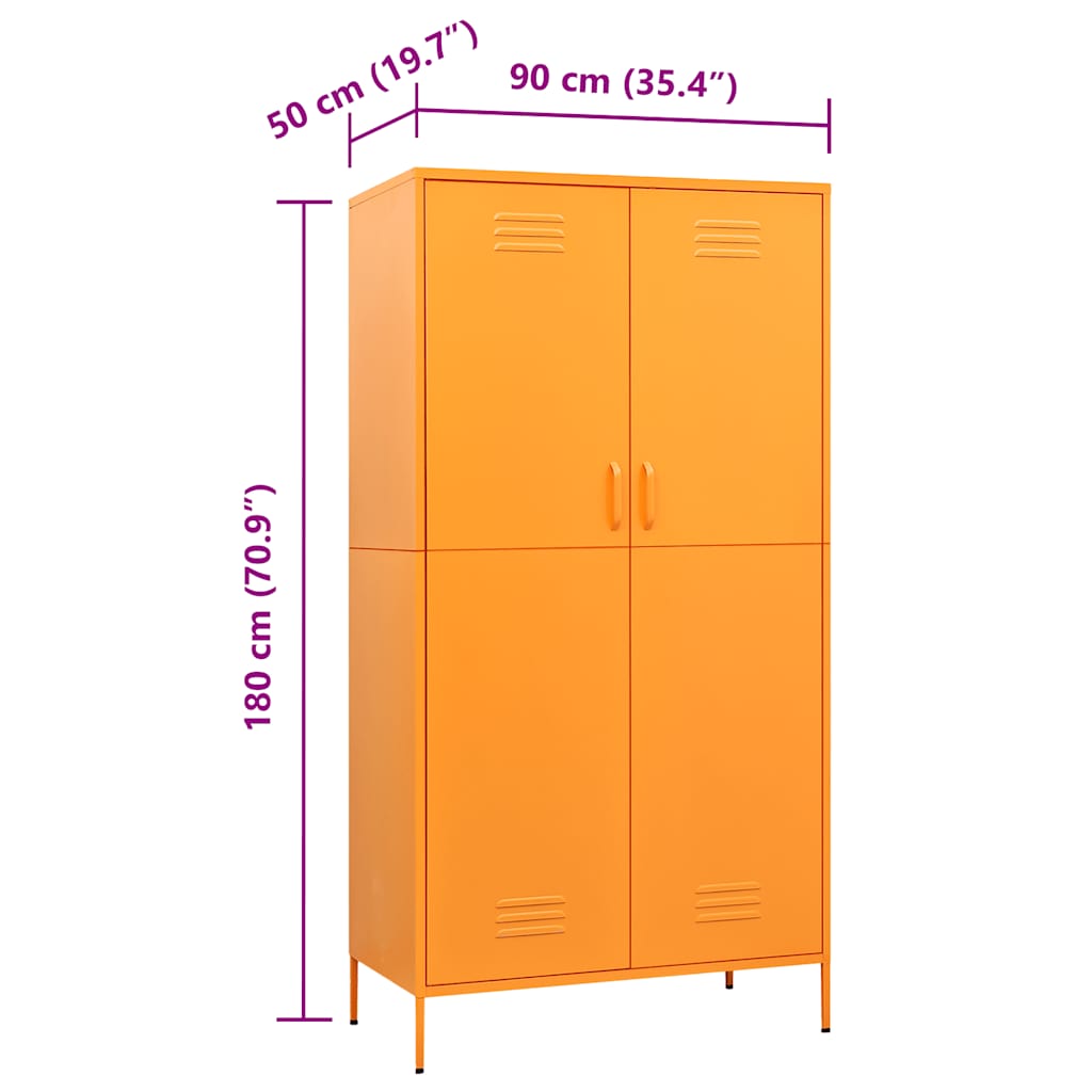 Garderobe sennesgul 90x50x180 cm stål