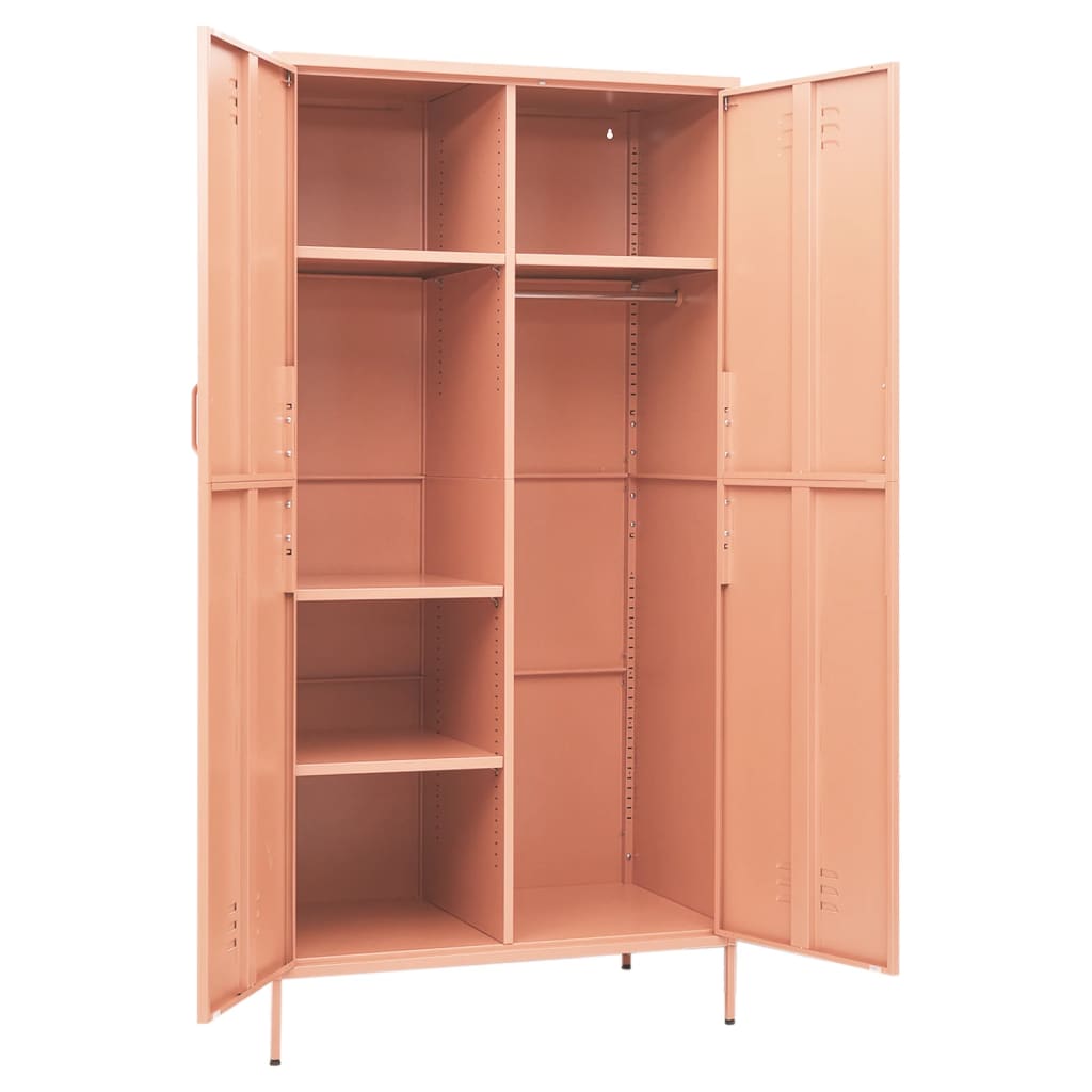 Garderobe rosa 90x50x180 cm stål
